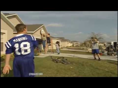 Throw Back! NFL QB Peyton Manning Showing Yao Ming How To Throw A Football GOAT!