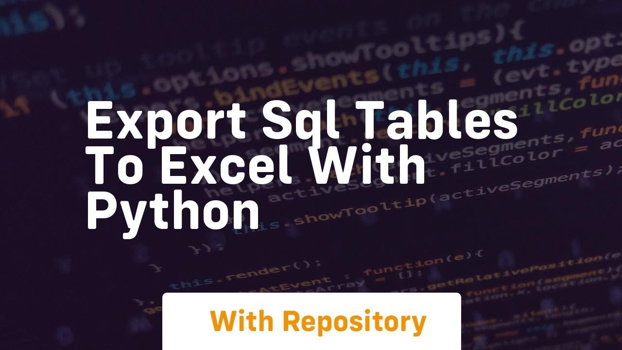 Export sql tables to excel with python