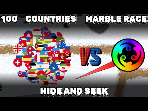 100 Countries Escape The Seeker On Winter Camp Map | Marble Race In Algodoo