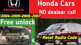 2007 Honda odyssey radio code