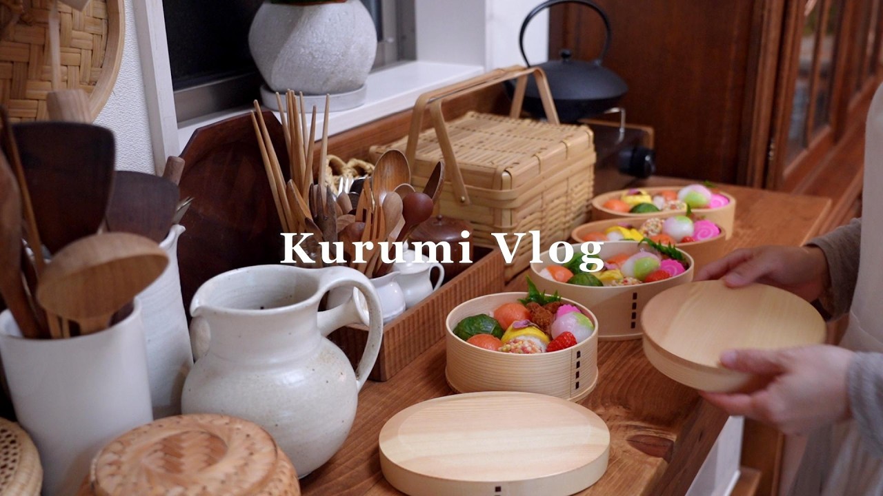 お弁当作りから始まる主婦の朝☀️100均グッズで作るひな祭り弁当＆蒸篭ハンバーグ｜庭と猫｜暮らしのVlog