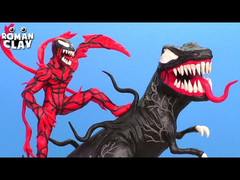 Carnage vs Venom T-Rex with Clay | Roman Clay Tutorial