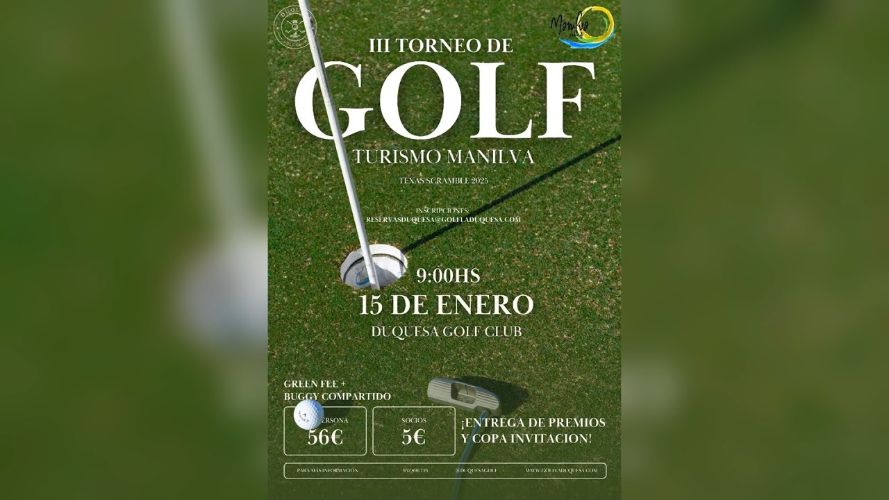 III Torneo de Golf Turismo el próximo 15 de enero