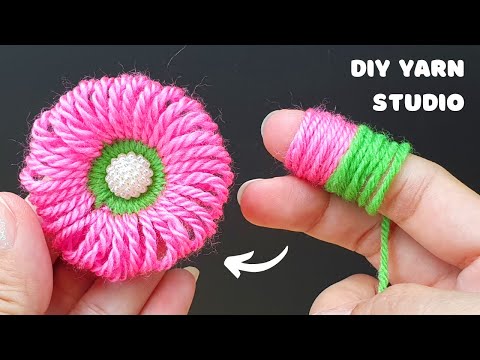 DIY Super Easy Woolen Flower Making using Finger - Easy Embroidery flower making trick