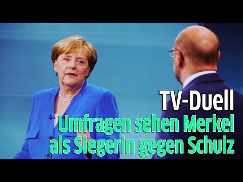 TV-Duell Angela Merkel gegen Martin Schulz: Umfragen sehen Bundeskanzlerin als Siegerin