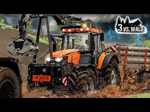 LS22 3 vs  Wald #27 - Festgefahren im MATSCH: Schlammschlacht im Unwetter - Farming Simulator 22