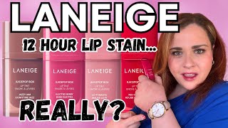 NEW LANEIGE JUICEPOP BOX LIP TINTS REVIEW and SWATCHES! 12 Hour Lip Stain? KBeauty Review!
