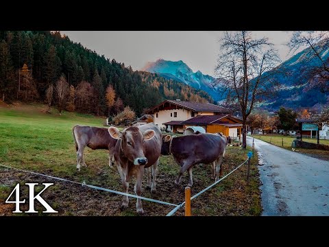 Herbstspaziergang durch Mayrhofen im Zillertal 🍂 Sonnenuntergang 🌄 und Alpenambiente 🏔️ ASMR 4K