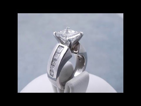 4.05 ctw Princess Cut Diamond Engagement Ring - BigDiamondsUSA