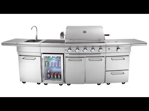 AUSSIE MEAT BBQ GRILLS | OMG MODULAR OUTDOOR KITCHEN WITH FRIDGE (5 BURNERS GAS BBQ GRILL & FRIDGE)
