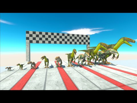 SPEED RACE ALL SIZE RAPTOR Vs DEINONYCHUS - TO GET A GOLD PIG - Animal Revolt Battle Simulator