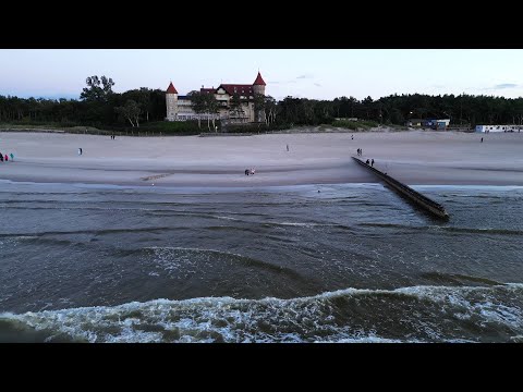 Łeba zachód słońca z lotu ptaka jesień 2022