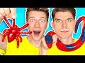 Gummy Food vs. Real Food Challenge! *EATING GIANT GUMMY FOOD* Best Gross Sour Candy Real Funny Worm