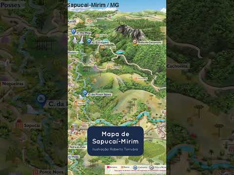Sapucaí-Mirim MG, Mapa Ilustrado. Arte Roberto Torrubia. #serradamantiqueira #sapucaimirim