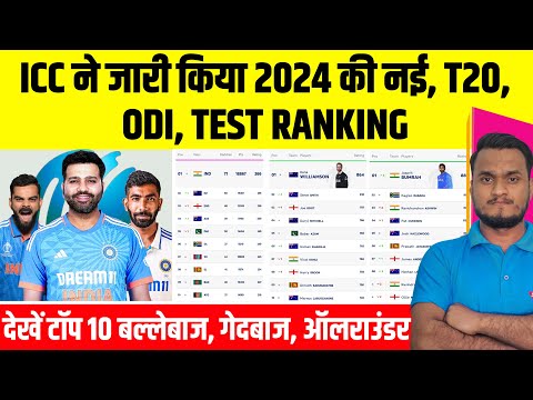 ICC Announce Latest Ranking 2024 : New Test, ODI, T20 Teams And Player Rankings