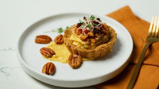 Squash Tart with Pecan Brittle and Candied Bacon