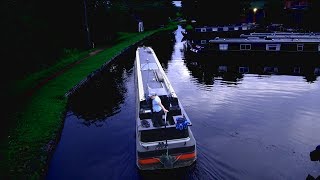 Narrowboat at night time Staffordshire and Worcestershire canal  | day time Tixall wide