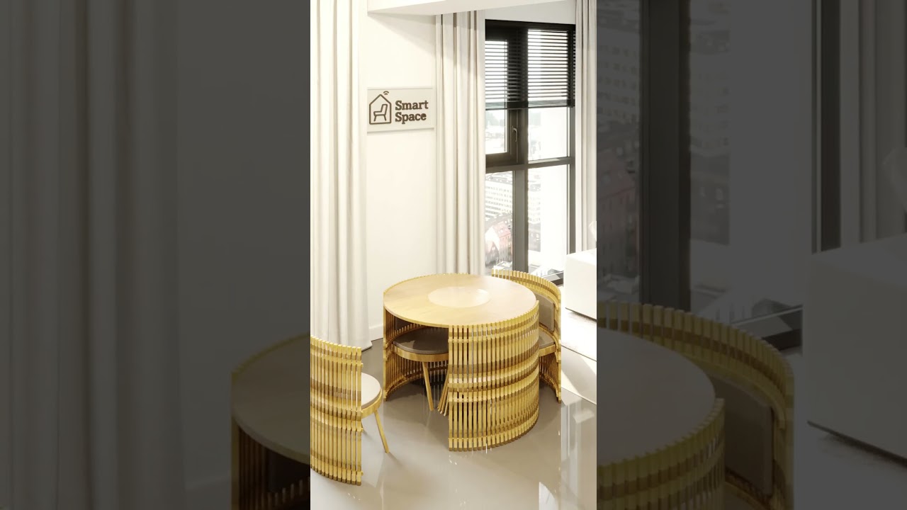 Creative Design Concept for a Round Table with Stow-Away Curved Chairs