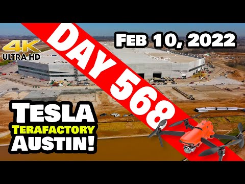 Tesla Gigafactory Austin 4K  Day 568 - 2/10/22 - Tesla - MORE CONCRETE IN THE SOUTH AT GIGA TEXAS!