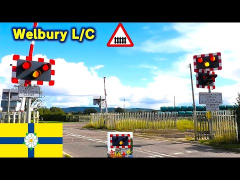 Two Trains in One Lowering at Welbury Level Crossing, North Yorkshire
