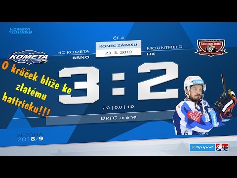 Čtvrtfinále play-off hokejové extraligy - 4. zápas: HC Kometa Brno - Mountfield Hradec Králové