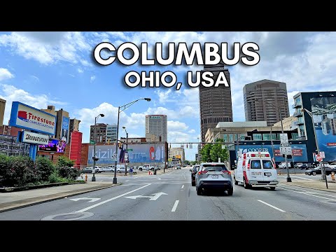 Columbus Ohio Driving Tour, USA: Downtown Columbus - 4K