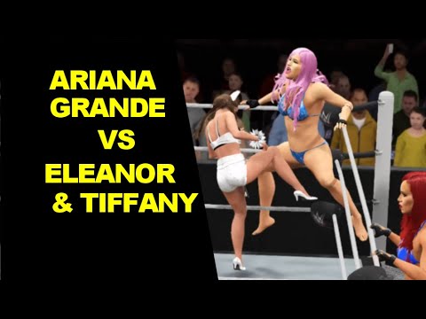 WWE 2K17 Ariana Grande vs Amazons Eleanor & Tiffany - 2 on 1
