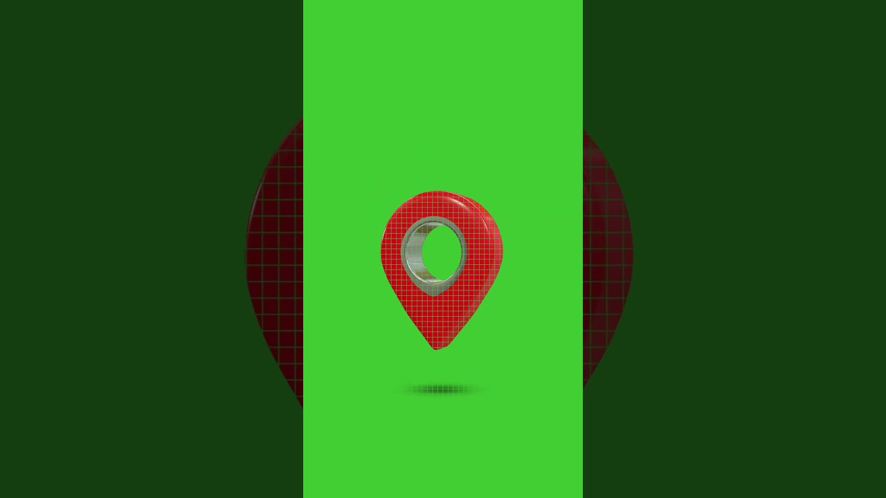 📍3D Red Silver Location Pin on Green Screen Background