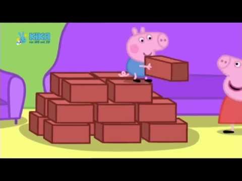 peppa wutz hängt ein bild auf