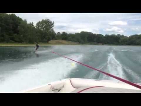 11 year old in slalom waterski course