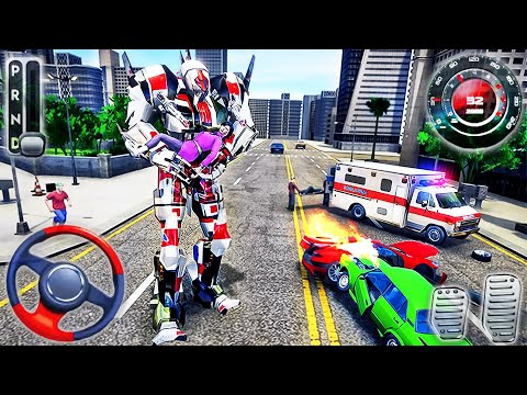 Ambulance Robot City Rescue Simulator - Transformation Van Emergency Drive - Android GamePlay #2
