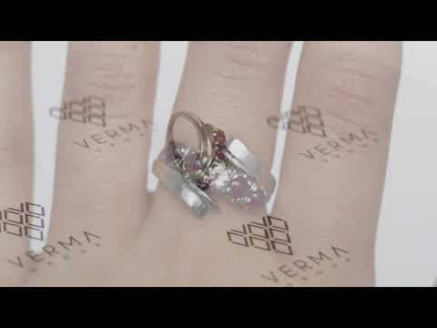 Circa 1940s Vintage Ruby and Diamond Platinum By-Pass Ring