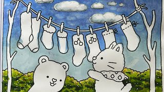 Fuzzy Hygee colouring with alcohol markers : Colouring Hedges