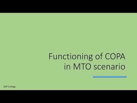 SAP Controlling - Profitability Analysis in Make to Order Scenario (Functioning of SAP COPA in MTO)