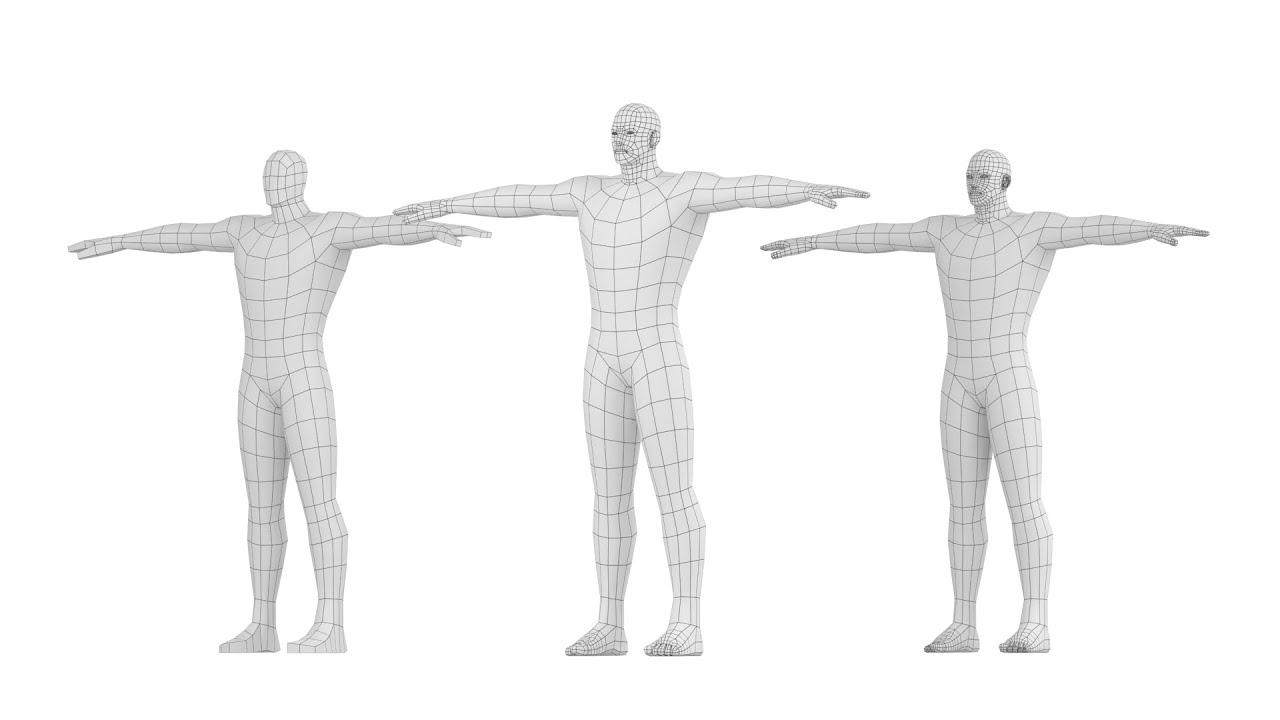 Hero Male in T-Pose Base Mesh 3D Model
