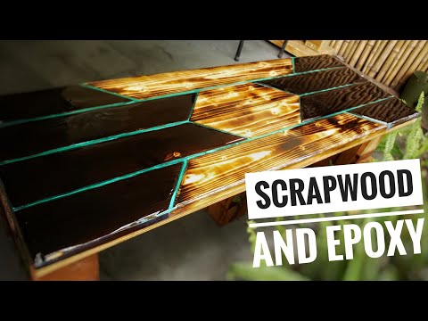 Shou Sugi Ban Epoxy Outdoor Bench /Scrap Wood Challenge #withme