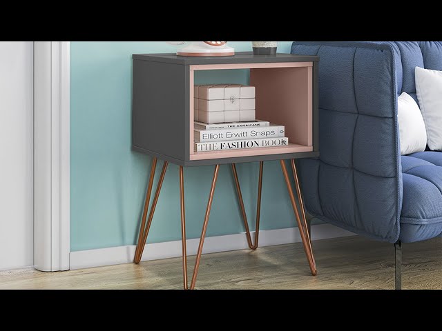 Mesa Lateral Retro Metal Dallas 1 Nicho Grafito/Rose - Olivar Móveis