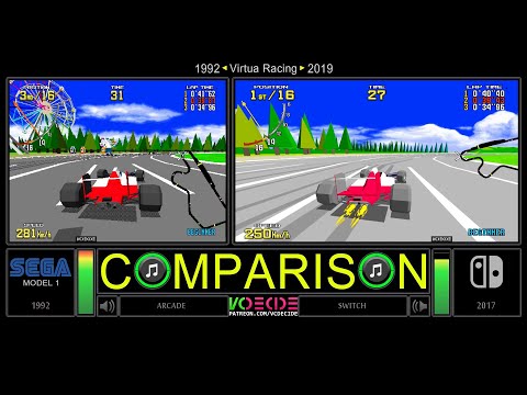 Arcade vs Switch (Virtua Racing) Side by Side Comparison - Dual Longplay