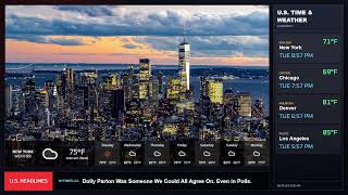 [Live] clock, lo-fi radio, Current time in New York, Weather, US Headline News