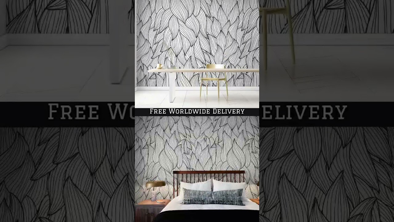 Black Leafs Wallpaper Mural for Walls