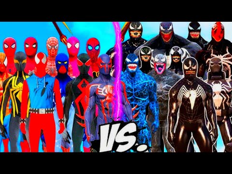 "Spider-Man Team vs Venom Army 🕷️⚡ Epic GTA 5 Battle with Swords 🔥"