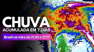 05/01/25 CHUVAS EM 7 DIAS BRASIL: ZCIT E ZCAS GERAM CHUVAS VOLUMOSAS!