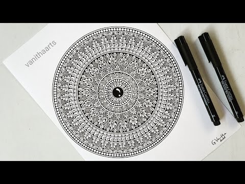 How to draw a Mandala Art for Beginners Step by Step Tutorial Easy Mandala Drawing vanithaarts