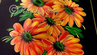 step by step Floral acrylic painting techniques using Filbert Brush | spring floral | Relaxing
