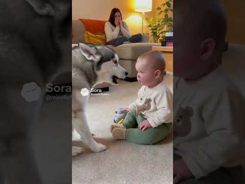 Dramatic Husky Yells at Baby, Mom Can't Stop Laughing