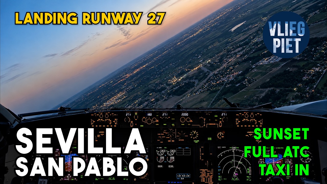 Boeing 737 Sunset Landing in Seville | Full ATC | Pilot Perspective