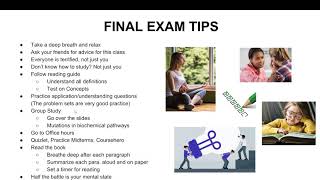 FINAL EXAM TIPS BIOSCI 97 BARDWELL