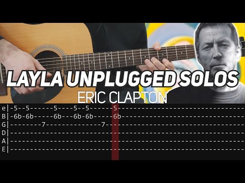 Eric Clapton - Layla Unplugged solos (Guitar lesson with TAB)