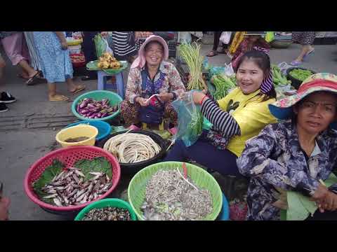 Busy Market At Phoum Russey - Amazing Morning Food Show And People Activities