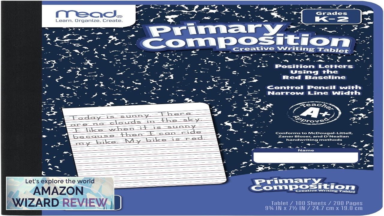 Mead Primary Composition Notebook Wide Ruled Paper Grades K-2 Writing Workbook 9-3/4